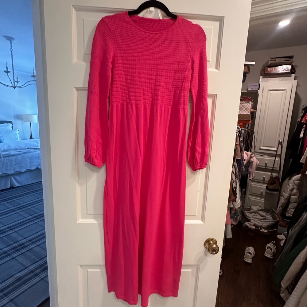Tuckernuck Pomander Place Vibrant Pink Long Sleeve Dress